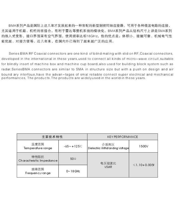 BMA型射頻同軸連接器