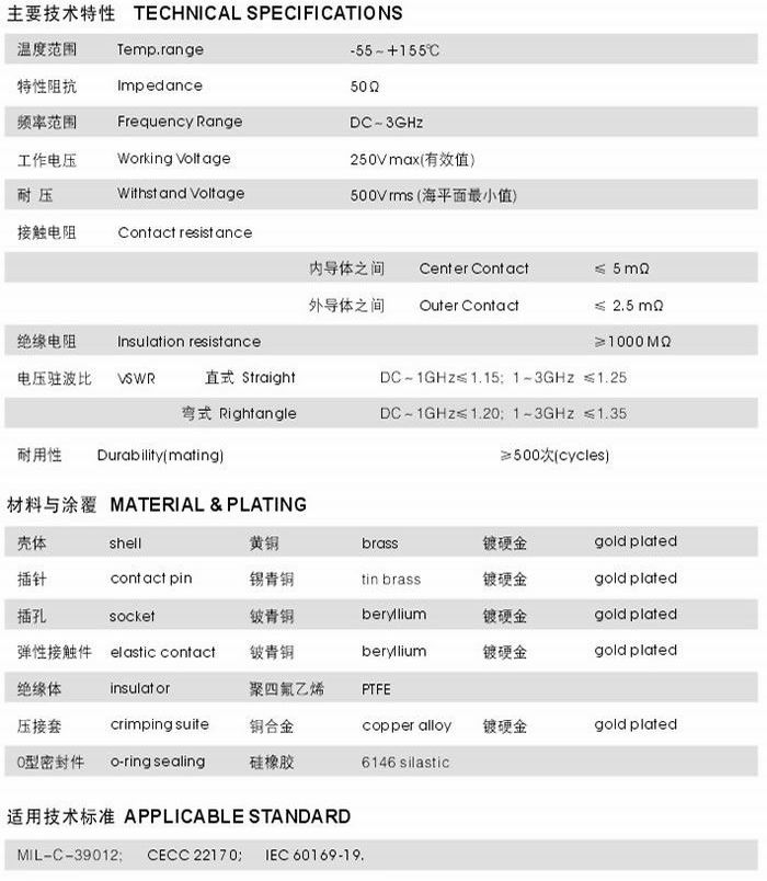 SSMB型射頻同軸連接器 SSMB型射頻同軸連接器